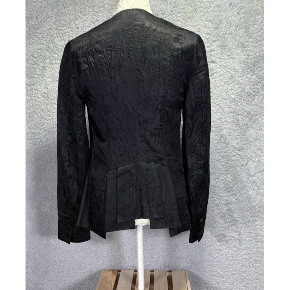 VTG Free People Satin Tuxedo Blazer Jacket Black Womens Sz 6 Boho Fairy Grunge